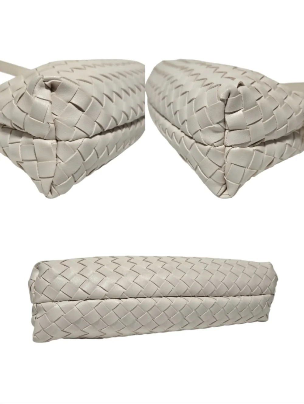 Petite Simone Judy Woven Vegan Leather Shoulder Bag in Light Beige - Picture 5 of 8